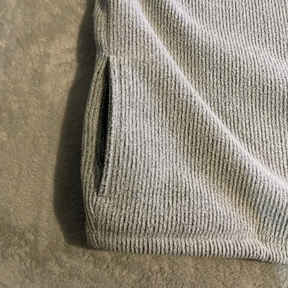 Vintage Rag Wear 90s Mens Large Grey Ribbed Fleece Quarter Zip Pullover Sweater - Picture 8 of 9